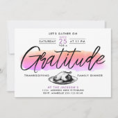 Leuke Roze Dankbaarheid Thanksgiving Diner Waterve Kaart (Voorkant)