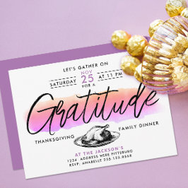 Leuke Roze Dankbaarheids Thanksgiving Diner Waterc Kaart