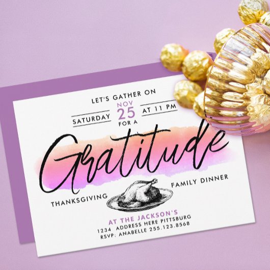 Leuke Roze Dankbaarheids Thanksgiving Diner Waterc Kaart