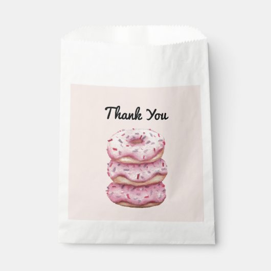 Leuke roze donut sprenkels op maat dank u bedankzakje (Voorkant)
