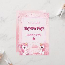Leuke Roze Eenhoorn een magische verjaardagsuitnod Kaart