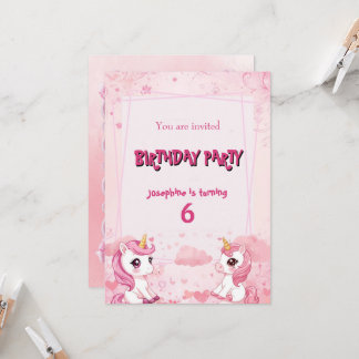 Leuke Roze Eenhoorn een magische verjaardagsuitnod Kaart