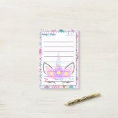 Leuke Roze Eenhoorn Leuke achtergrond 4" x 6" Post-it® Notes (Op bureau)