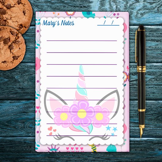Leuke Roze Eenhoorn Leuke achtergrond 4" x 6" Post-it® Notes