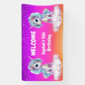 Leuke roze Eenhoorn Verjaardag Spandoek (Verticaal)
