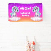 Leuke roze Eenhoorn Verjaardag Spandoek (Insitu)