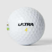 Leuke roze egel en een hommel bij golfballen (Logo)