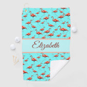 Leuke roze en aqua aangepaste monogram dames flami golfhanddoek (Insitu)