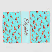 Leuke roze en aqua aangepaste monogram dames flami golfhanddoek (Horizontaal)