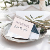 Leuke roze en blauwe huwelijksplaatskaart visitekaartje