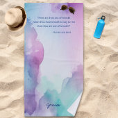 Leuke Roze en Blauwe Pastel Waterverf Quote Strandlaken