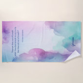 Leuke Roze en Blauwe Pastel Waterverf Quote Strandlaken (Voorkant)