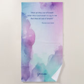 Leuke Roze en Blauwe Pastel Waterverf Quote Strandlaken (Voorkant)