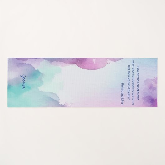 Leuke Roze en Blauwe Pastel Waterverf Quote Yogamat (Voorkant (horizontaal))