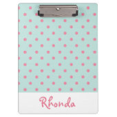Leuke roze en blauwe polka stippen klembord (Voorkant)