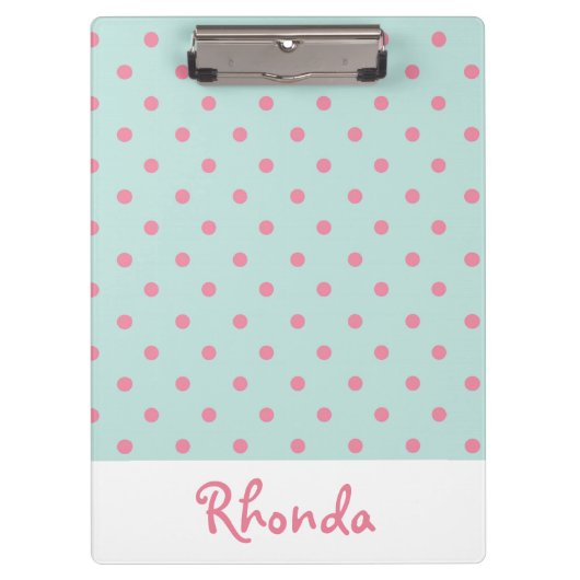 Leuke roze en blauwe polka stippen klembord (Voorkant)