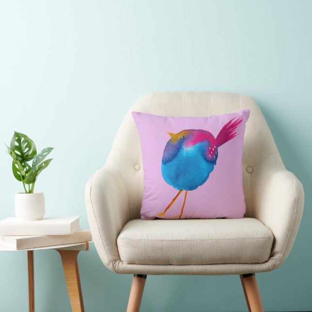 Leuke roze en blauwe vogel kussen (Stoel)