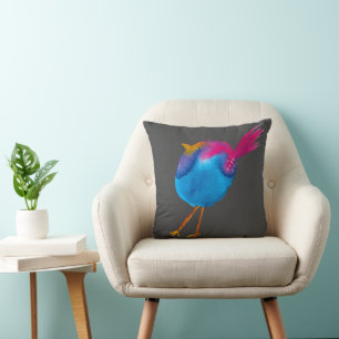 Leuke roze en blauwe vogel kussen