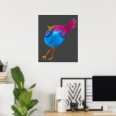 Leuke roze en blauwe vogel poster (Thuiskantoor)
