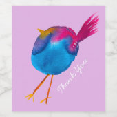 Leuke roze en blauwe vogel wijn etiket (Enkel label)