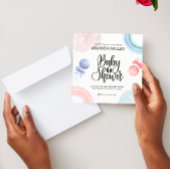 Leuke roze en blauwe waterverven Baby showers Invi Kaart