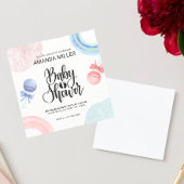 Leuke roze en blauwe waterverven Baby showers Invi Kaart