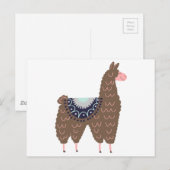 Leuke Roze en Bruine Lama Briefkaart (Voorkant / Achterkant)