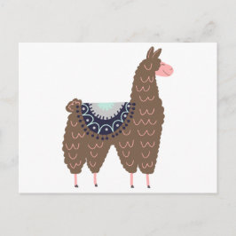 Leuke Roze en Bruine Lama Briefkaart