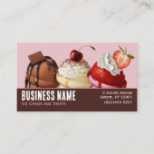 Leuke roze en bruine QR Code Ice Cream Visitekaartje (Voorkant)