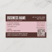 Leuke Roze en Bruine QR Code Ijs Visitekaartje (Achterkant)