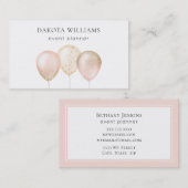 Leuke roze en gouden glitter ballonnen visitekaartje (Voorkant / Achterkant)