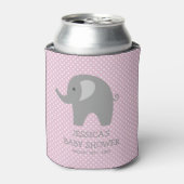 Leuke roze en grijze olifant baby shower koelbox blikjeskoeler (Blikje Voorkant)