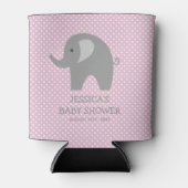 Leuke roze en grijze olifant baby shower koelbox blikjeskoeler (Voorkant)