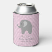 Leuke roze en grijze olifant baby shower koelbox blikjeskoeler (Blikje Achterkant)