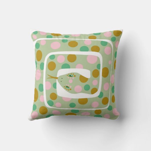 Leuke roze en groene abstracte gestippelde slang kussen (Achterkant)