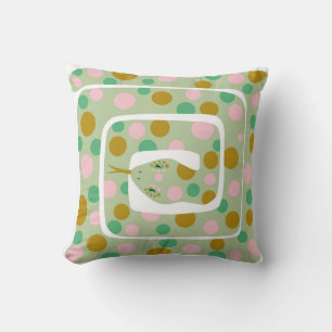 Leuke roze en groene abstracte gestippelde slang kussen