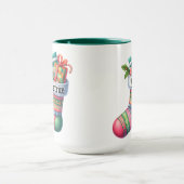 Leuke Roze en Groene Kerstkous Aanpasbaar Mok (Midden)