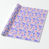 Leuke Roze en Paarse Speelse Ballonnen Cadeaupapier (Uitgerold)