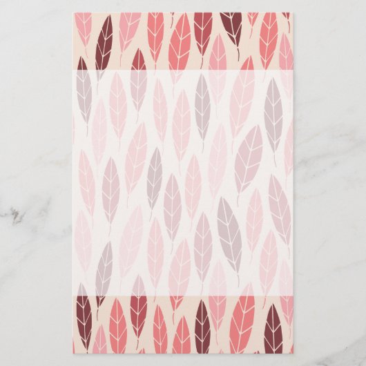 Leuke roze en rode bladeren patroon briefpapier (Voorkant)