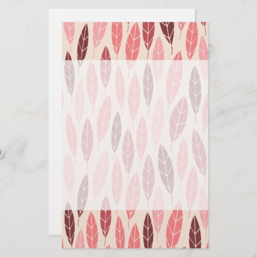 Leuke roze en rode bladeren patroon briefpapier (Voorkant / Achterkant)