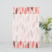 Leuke roze en rode bladeren patroon briefpapier (Staand voorkant)