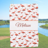 Leuke roze en witte aangepaste monogram dames flam golfhanddoek