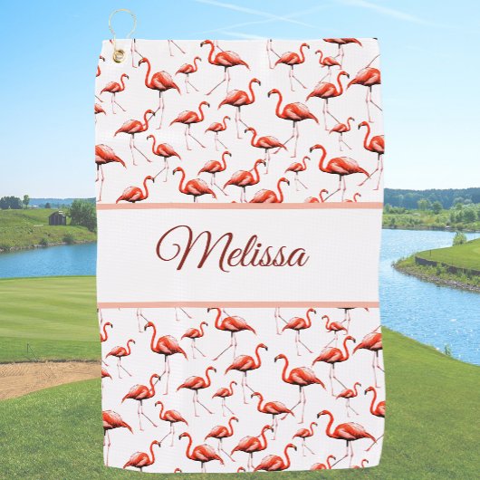 Leuke roze en witte aangepaste monogram dames flam golfhanddoek
