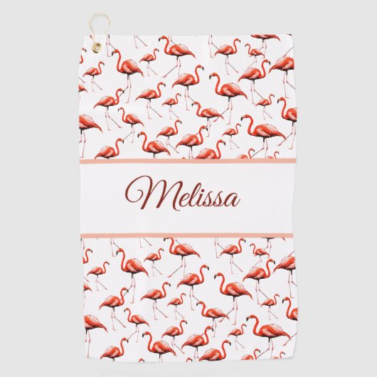 Leuke roze en witte aangepaste monogram dames flam golfhanddoek (Voorkant)