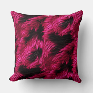 Leuke roze en zwarte namaak monster bont textuur kussen