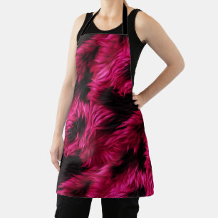 Leuke roze en zwarte namaak monster bont textuur schort