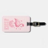 Leuke roze flamingo en strepen bagagelabel (Voorkant horizontaal)