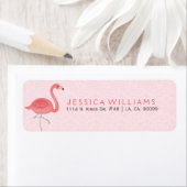 Leuke roze flamingo illustratie op roze etiket (Insitu)