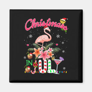 Leuke roze flamingo in Santa Hat Kerstmis in juli Magneet