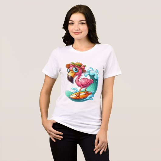 +Leuke roze flamingo liefhebbers Tri-Blend Shirt (Voorkant volledig)